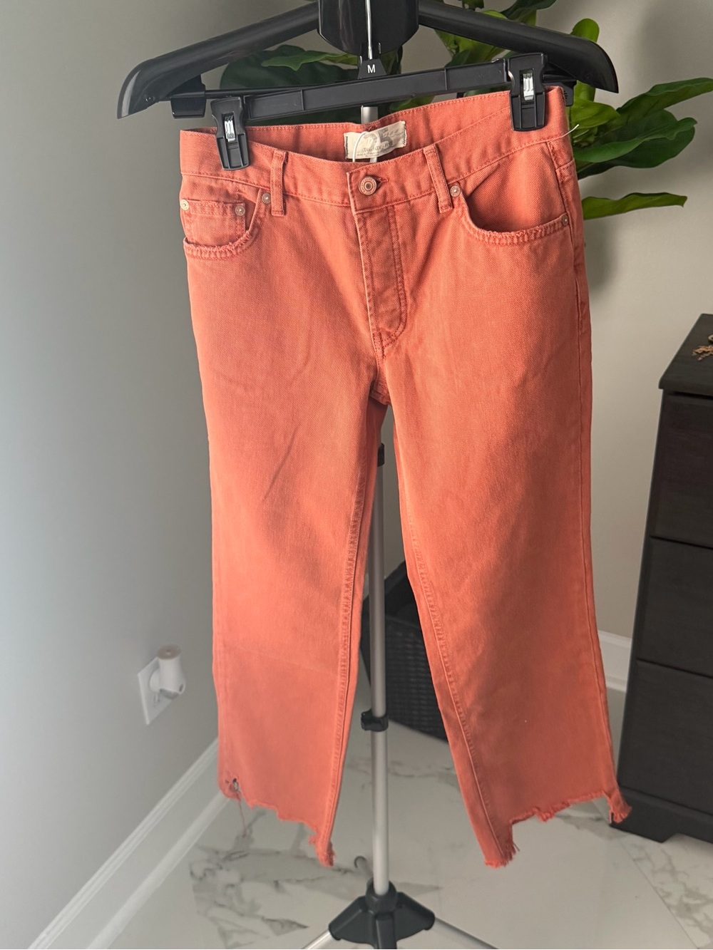 Free People Cropped Rust Orange Jeans